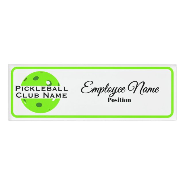 Pickleball Club Personalized Staff Green Ball Name Tag (Front)