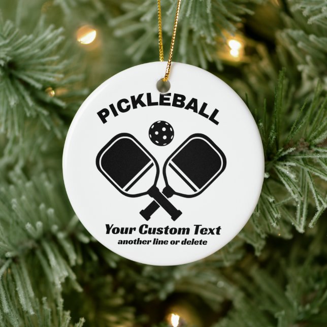 Pickleball Club Pickleball Paddle & Ball Custom Ceramic Ornament (Tree)