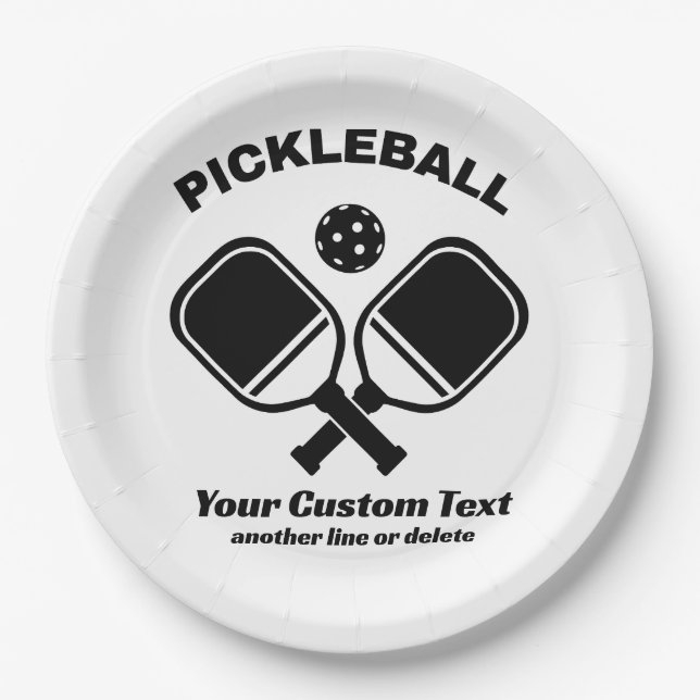 Pickleball Club Pickleball Paddle & Ball Custom Paper Plate (Front)