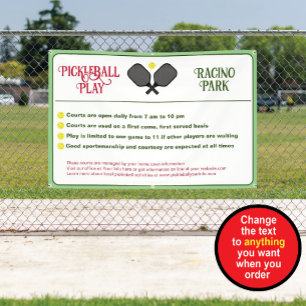 Pickleball Club Rules Banner, Court Etiquette Banner