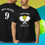 Pickleball Club Team & Custom Pickleball Player T-Shirt<br><div class="desc">Get ready to serve up some style on the pickleball court with a custom Pickleball Paddle! Our customisable Pickleball Paddle feature a fun and playful design that's sure to make you stand out from the competition. Choose from a variety of colours and fonts to create a one-of-a-kind design that reflects...</div>