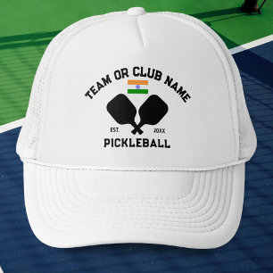Pickleball Club Team Name India Indian Flag Custom Trucker Hat