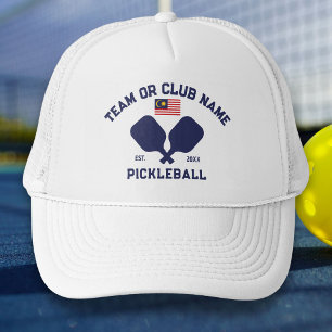 Pickleball Club Team Name Malaysian Malaysia Flag  Trucker Hat