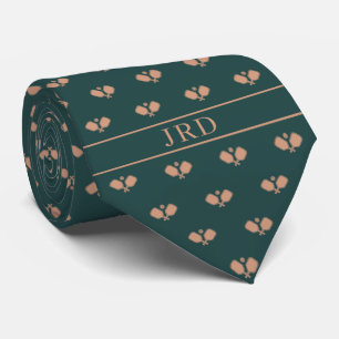 Pickleball Clubs Monogram Name Dark Green Tie