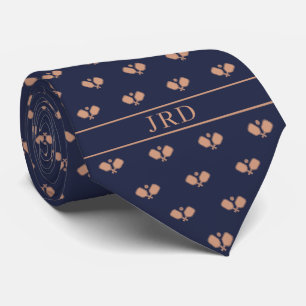 Pickleball Clubs Monogram Name Navy Blue Tie