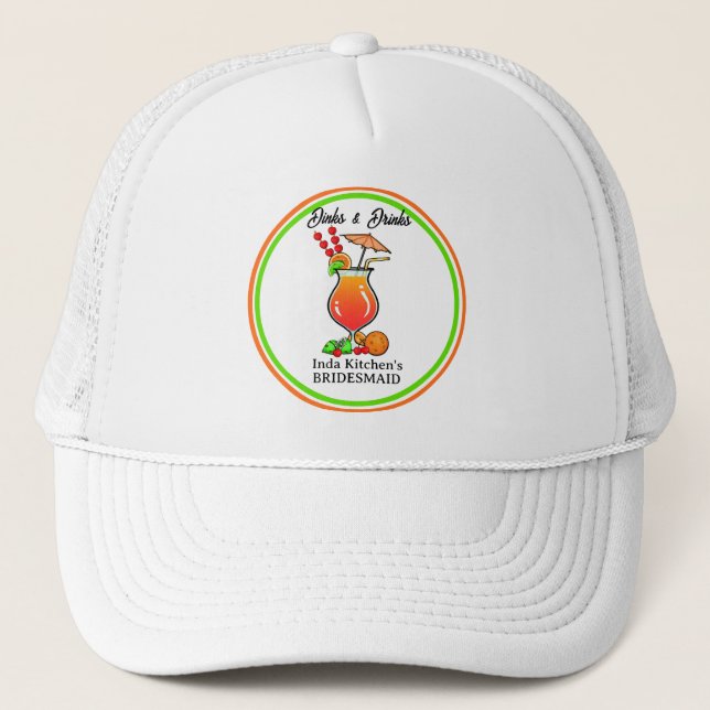 Pickleball Cocktail Dinks & Drinks Bach Party Trucker Hat (Front)