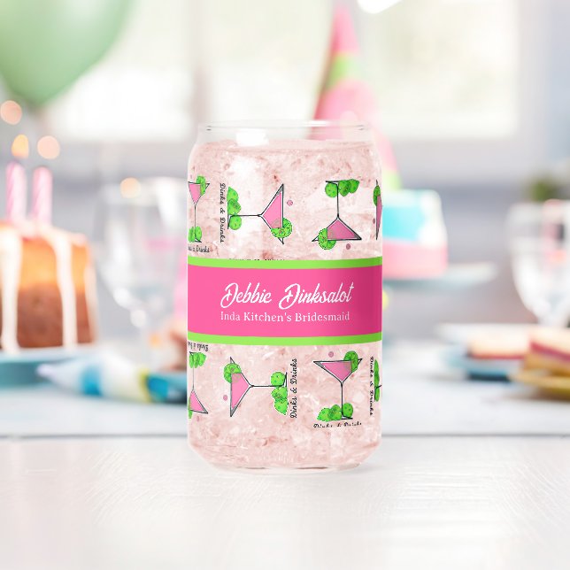 Pickleball Cocktail Dinks & Drinks Personalized Can Glass (Insitu (Birthday))