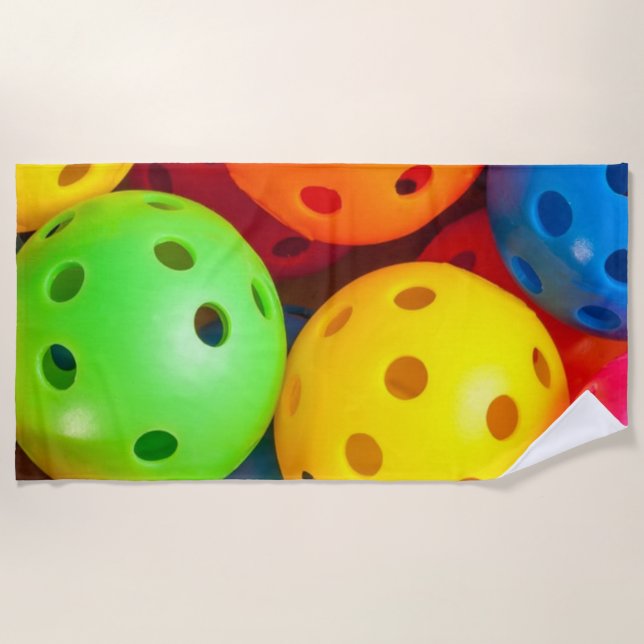 Pickleball Colourful Beach Towel (Front)
