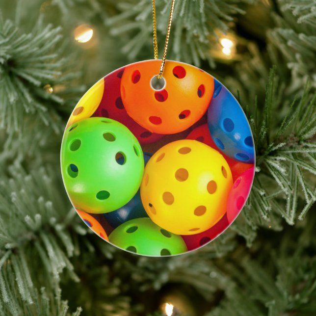 Pickleball Colourful Ceramic Ornament (Tree)