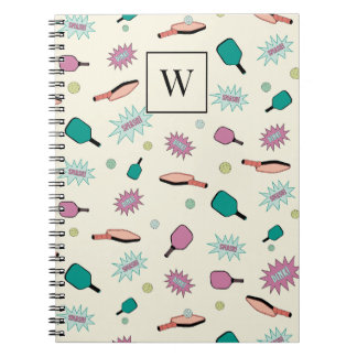 Pickleball! Colourful Monogram Initial Pattern Notebook