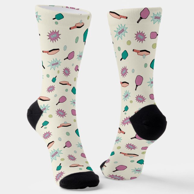 Pickleball! Colourful Pattern Socks (Angled)