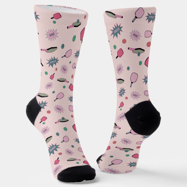 Pickleball! Colourful Pattern Socks (Angled)