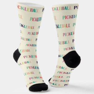 Pickleball! Colourful Text Pattern Socks