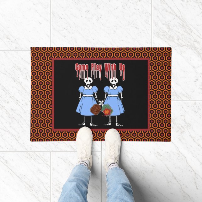 Pickleball Come Play with Us Horror Movie Twins Doormat (Indoor)