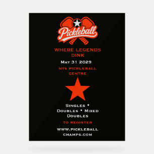 Pickleball Competition Tournement Acrylic Sign
