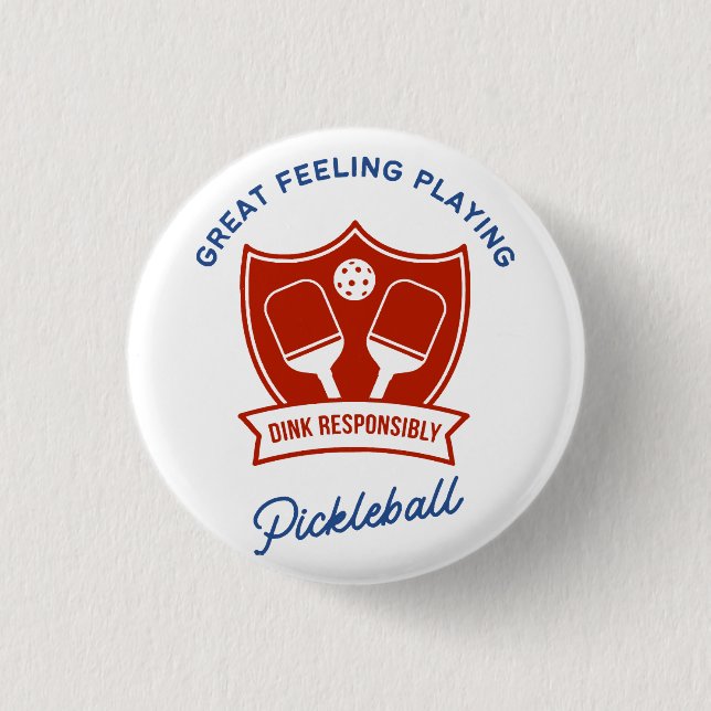 Pickleball cool design to wear 3 cm round badge (Front)