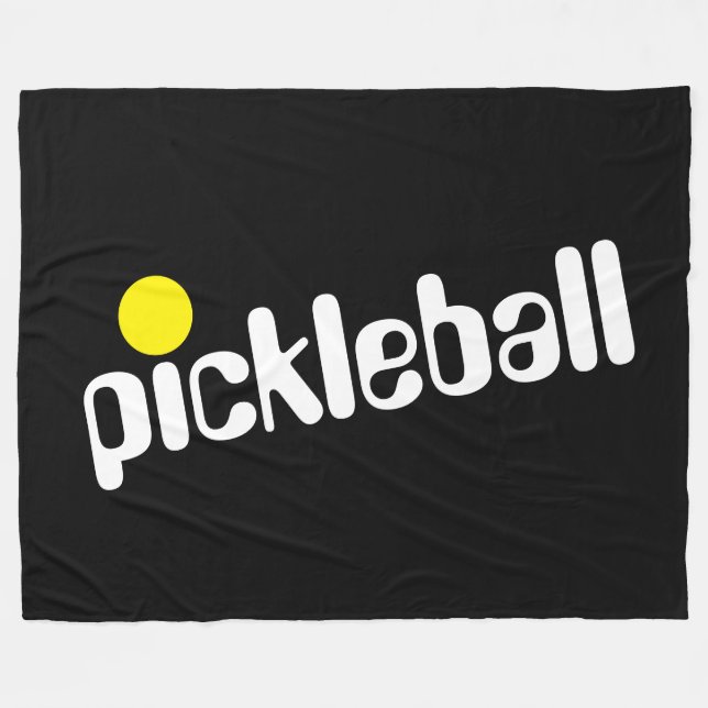 PICKLEBALL Cool Fun Retro Diagonal Text On Black Fleece Blanket (Front (Horizontal))