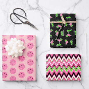 Pickleball Cosmo Cocktail Dinks & Drinks Wrapping Paper Sheet