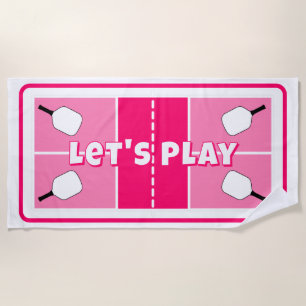 Pickleball Court Pink on Pink Personalised Beach Towel