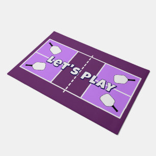 Pickleball Court Purple and Lilac Personalised Doormat