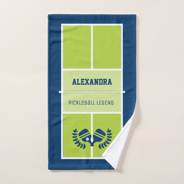 Pickleball court with custom text and background hand towel (Hand Towel)