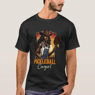 Pickleball Cowgirl Western Black Cowgirl Picklebal T-Shirt