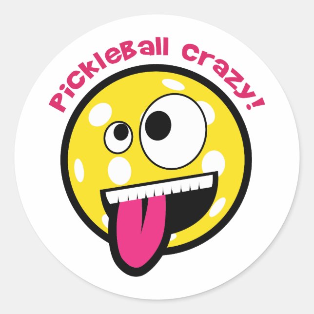 Pickleball Crazy Classic Round Sticker (Front)