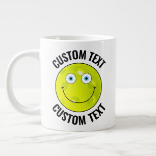 Pickleball Custom Happy Face & Personalised Text Large Coffee Mug