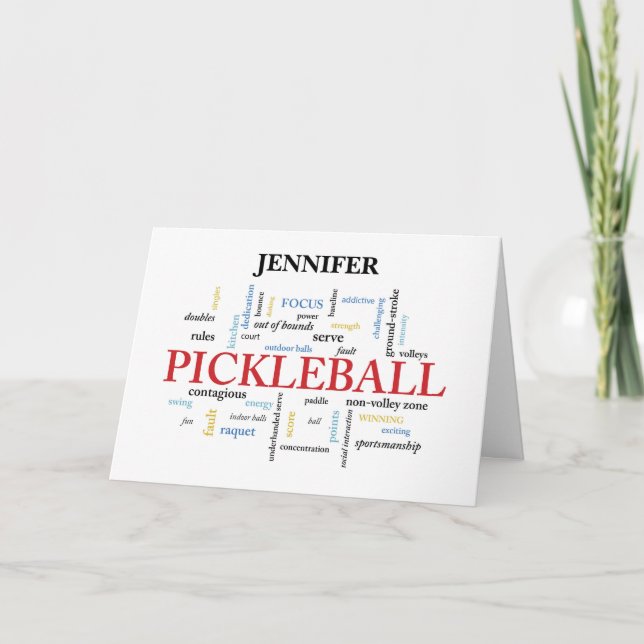 Pickleball Customisable Name Congratulations Words Card (Front)