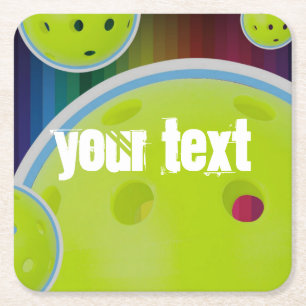 Pickleball Customise Personalise Pickle Ball Fun Square Paper Coaster