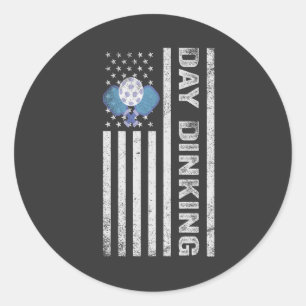 Pickleball Day Dinking American Patriotic Flag Classic Round Sticker