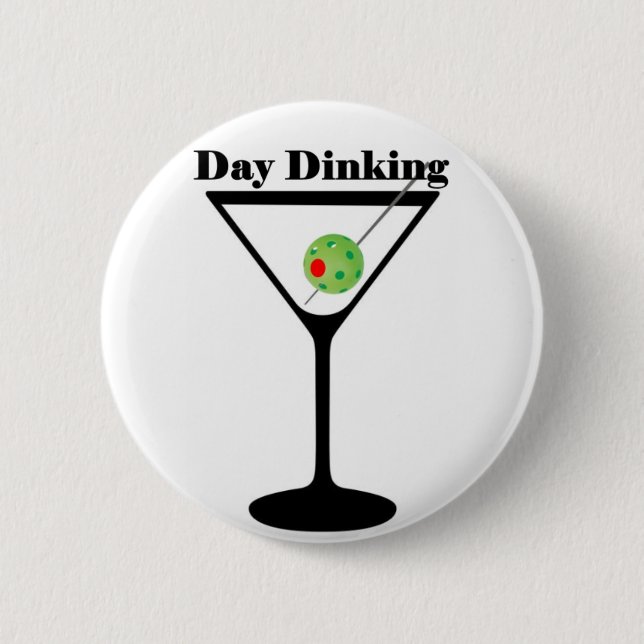 Pickleball Day Dinking Martini Pickleball Olive 6 Cm Round Badge (Front)