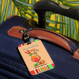 Pickleball Day Dinking Tropical Hurricane Cocktail Luggage Tag