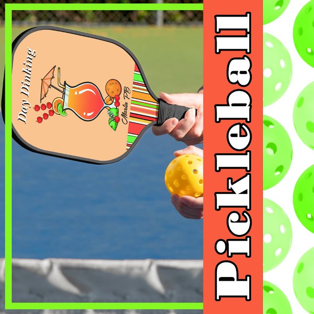 Pickleball Day Dinking Tropical Hurricane Cocktail Pickleball Paddle (Creator Uploaded)