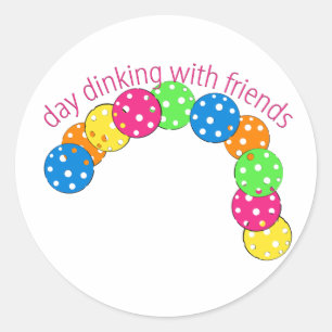Pickleball Day Dinking with Friends Classic Round Sticker