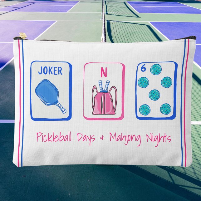 Pickleball Days & Mahjong Nights Personalised Tile Accessory Pouch (Creator Uploaded)