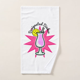 Pickleball Designated Dinker Pink Cocktail  Hand Towel