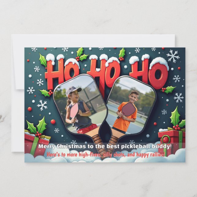 Pickleball Dinkin’ Through the Snow Holiday Card (Front)