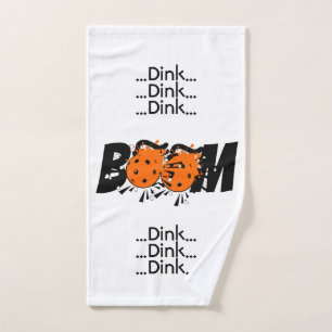 Pickleball Dinking Dink Dink Boom Orange Bombs  Hand Towel