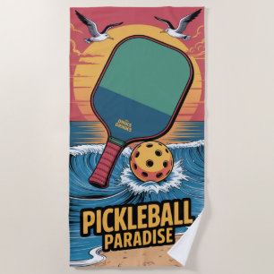 Pickleball Dinks & Drinks Beach Vibe Graphic Beach Towel