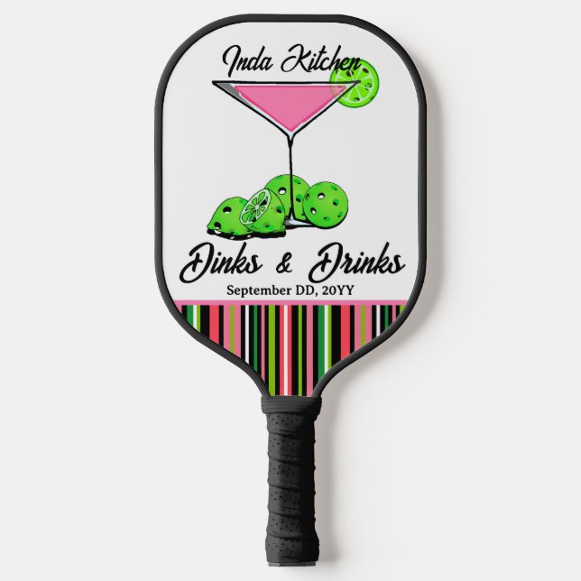Pickleball Dinks & Drinks Cosmo Personalised Paddle (Front)