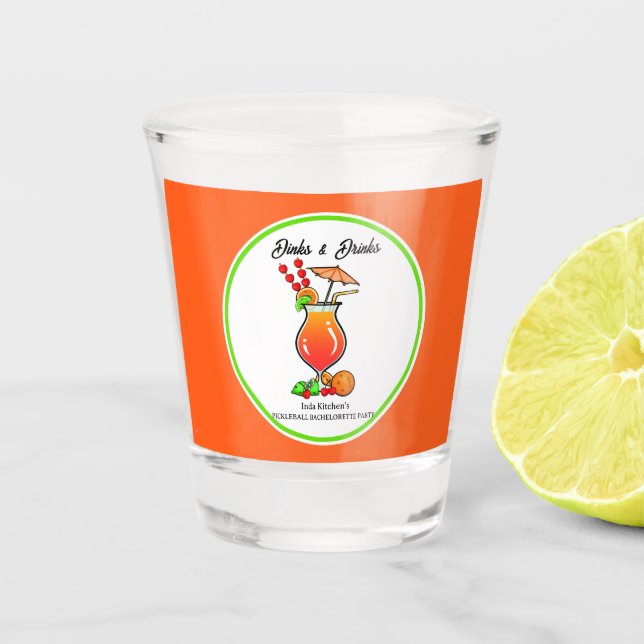 Pickleball Dinks & Drinks Personalised Hurricane Shot Glass (Front)