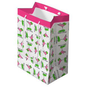Pickleball Dinks & Drinks Pink Cosmo Cocktail Medium Gift Bag