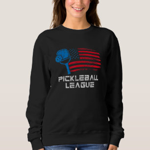 Pickleball Distressed American USA Flag Pickleball Sweatshirt