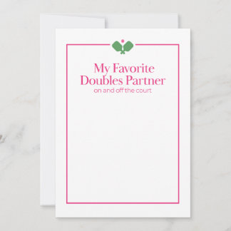 Pickleball Doubles Partner Card | Pink Green
