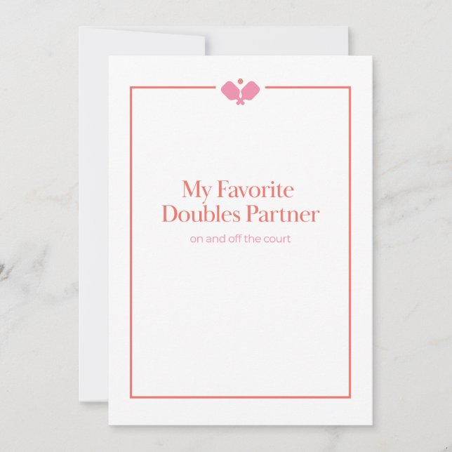 Pickleball Doubles Partner Card | Pink Orange (Front)