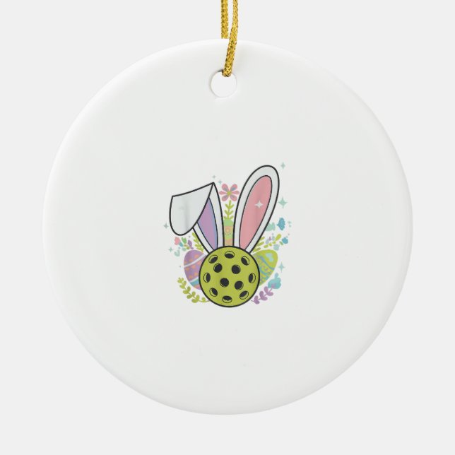 Pickleball Easter T-Shirt Ceramic Ornament (Front)