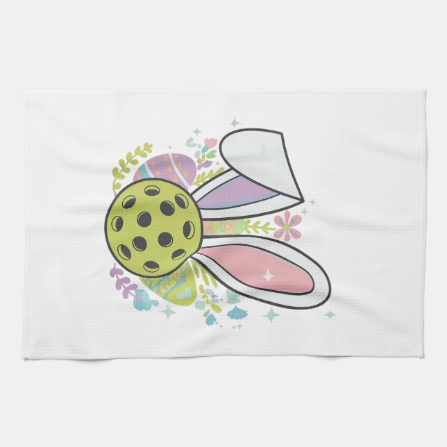 Pickleball Easter T-Shirt Tea Towel (Horizontal)