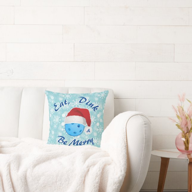 Pickleball Eat, Dink and Be Merry Christmas Santa Cushion (Couch)