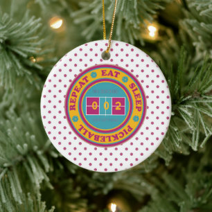 Pickleball Eat Sleep... custom text Ceramic Ornament